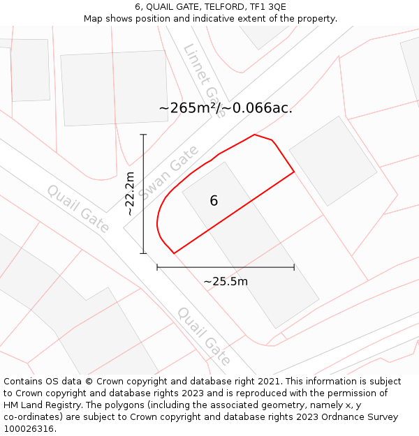 6, QUAIL GATE, TELFORD, TF1 3QE: Plot and title map