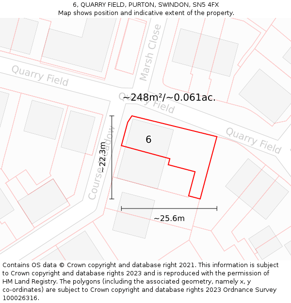 6, QUARRY FIELD, PURTON, SWINDON, SN5 4FX: Plot and title map