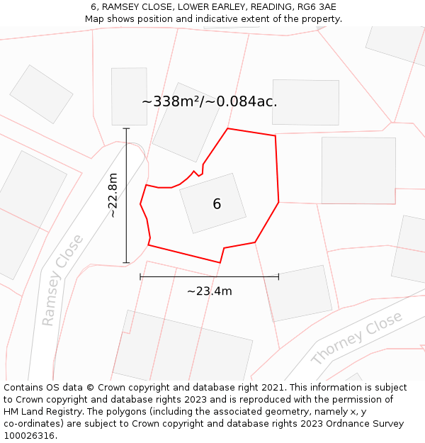 6, RAMSEY CLOSE, LOWER EARLEY, READING, RG6 3AE: Plot and title map