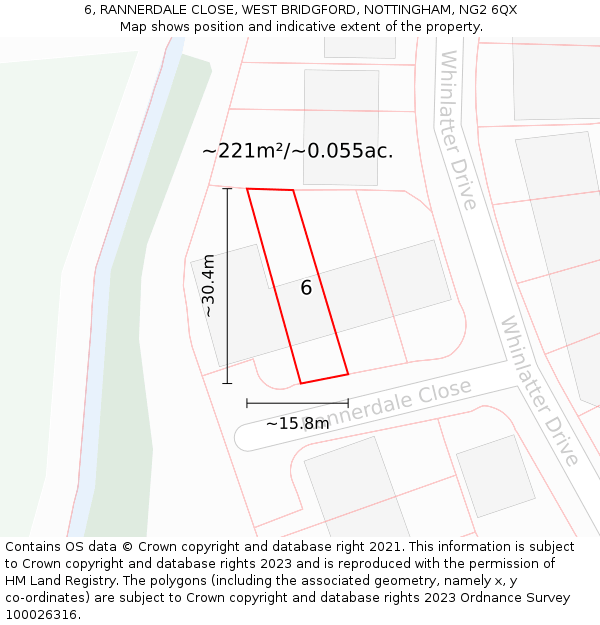 6, RANNERDALE CLOSE, WEST BRIDGFORD, NOTTINGHAM, NG2 6QX: Plot and title map