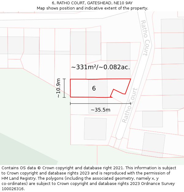 6, RATHO COURT, GATESHEAD, NE10 9AY: Plot and title map