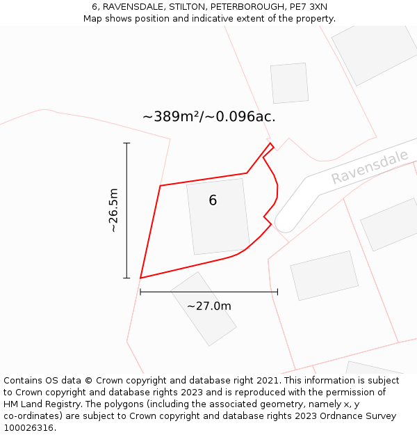 6, RAVENSDALE, STILTON, PETERBOROUGH, PE7 3XN: Plot and title map