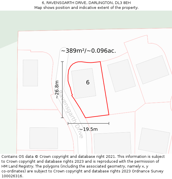 6, RAVENSGARTH DRIVE, DARLINGTON, DL3 8EH: Plot and title map