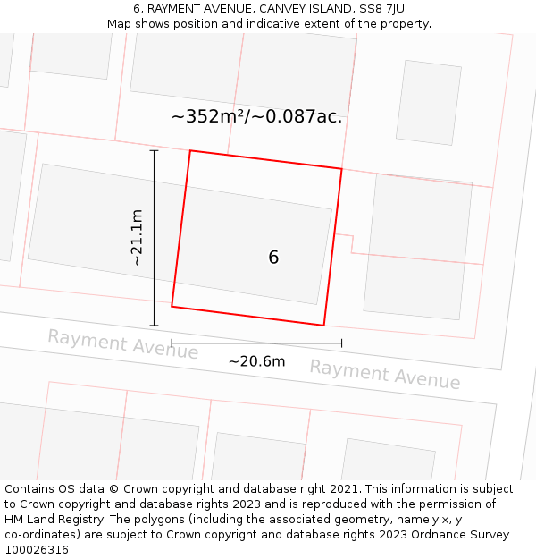 6, RAYMENT AVENUE, CANVEY ISLAND, SS8 7JU: Plot and title map