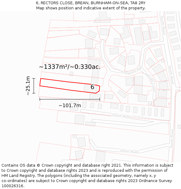 6, RECTORS CLOSE, BREAN, BURNHAM-ON-SEA, TA8 2RY: Plot and title map