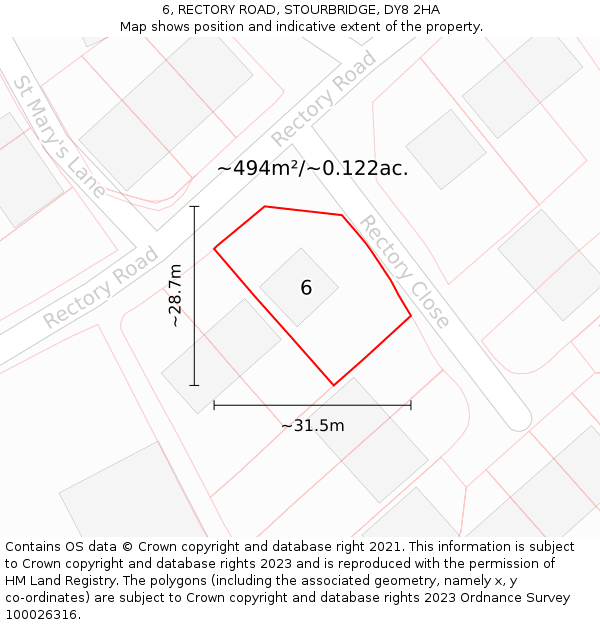 6, RECTORY ROAD, STOURBRIDGE, DY8 2HA: Plot and title map