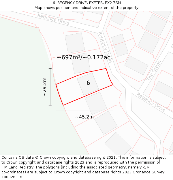 6, REGENCY DRIVE, EXETER, EX2 7SN: Plot and title map