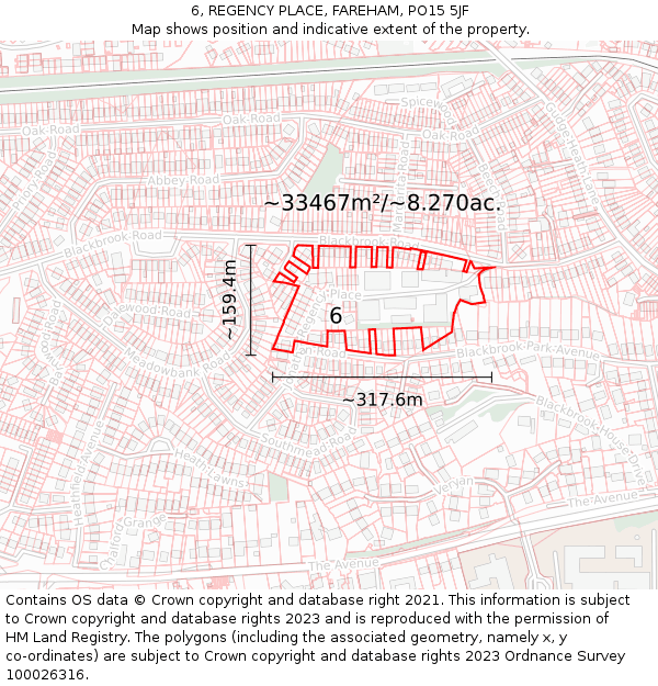 6, REGENCY PLACE, FAREHAM, PO15 5JF: Plot and title map