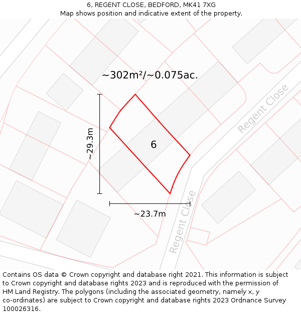 6, REGENT CLOSE, BEDFORD, MK41 7XG: Plot and title map