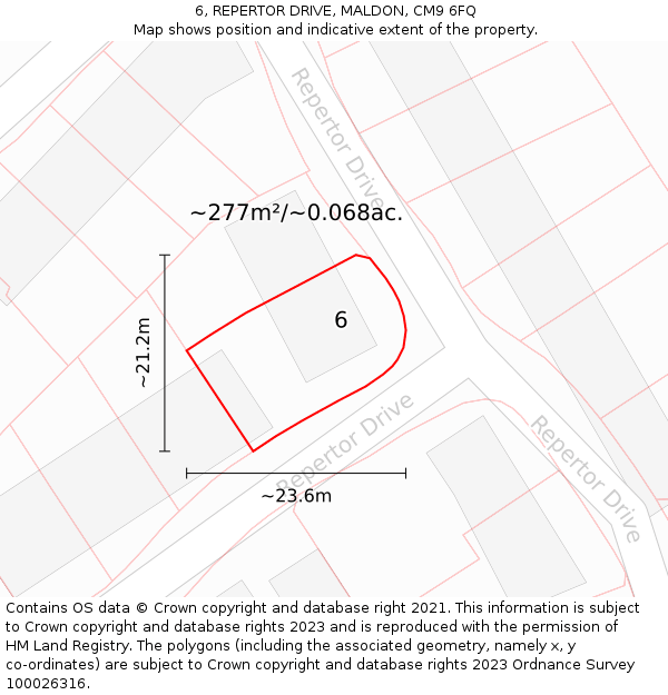 6, REPERTOR DRIVE, MALDON, CM9 6FQ: Plot and title map