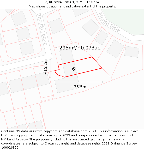 6, RHODFA LOGAN, RHYL, LL18 4FA: Plot and title map