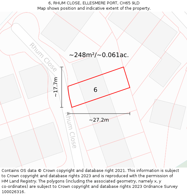 6, RHUM CLOSE, ELLESMERE PORT, CH65 9LD: Plot and title map