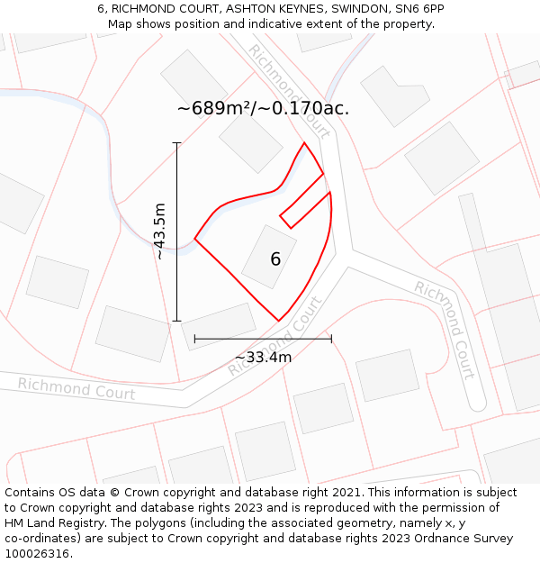 6, RICHMOND COURT, ASHTON KEYNES, SWINDON, SN6 6PP: Plot and title map
