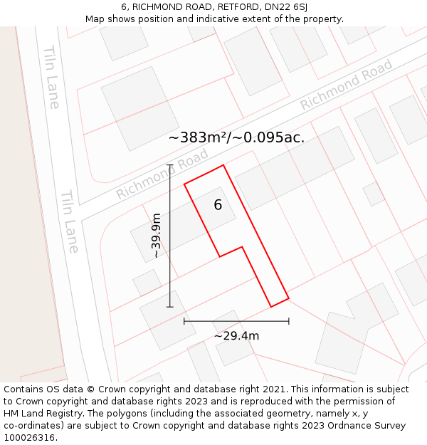 6, RICHMOND ROAD, RETFORD, DN22 6SJ: Plot and title map