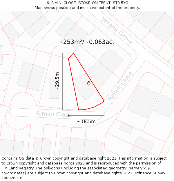 6, RIMINI CLOSE, STOKE-ON-TRENT, ST3 5YG: Plot and title map