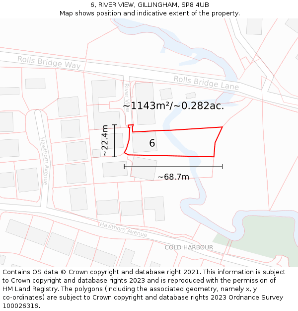 6, RIVER VIEW, GILLINGHAM, SP8 4UB: Plot and title map