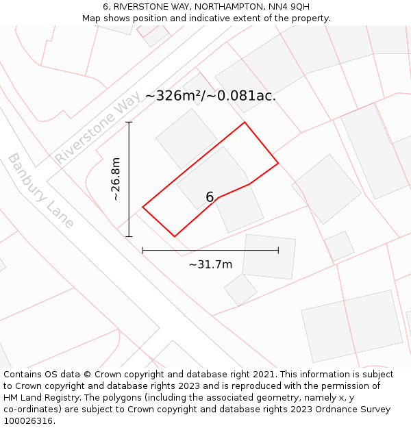 6, RIVERSTONE WAY, NORTHAMPTON, NN4 9QH: Plot and title map