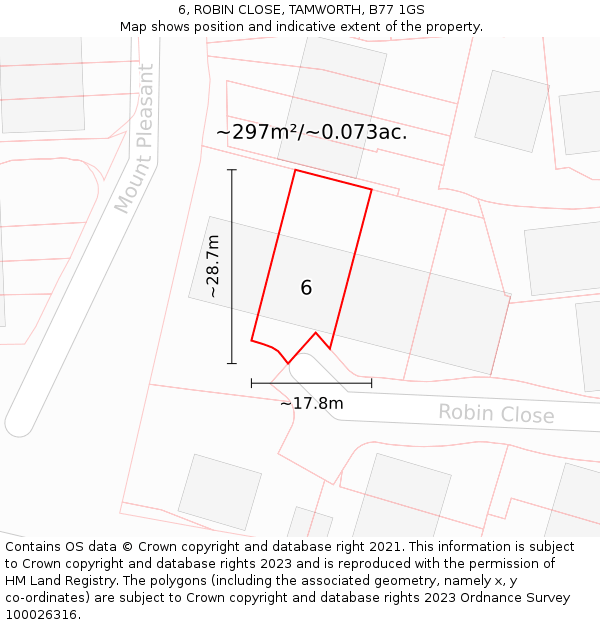 6, ROBIN CLOSE, TAMWORTH, B77 1GS: Plot and title map