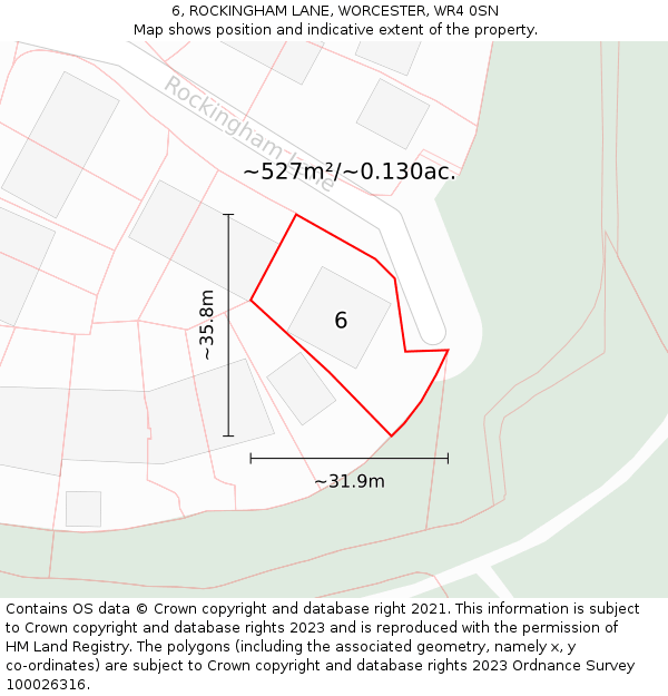 6, ROCKINGHAM LANE, WORCESTER, WR4 0SN: Plot and title map