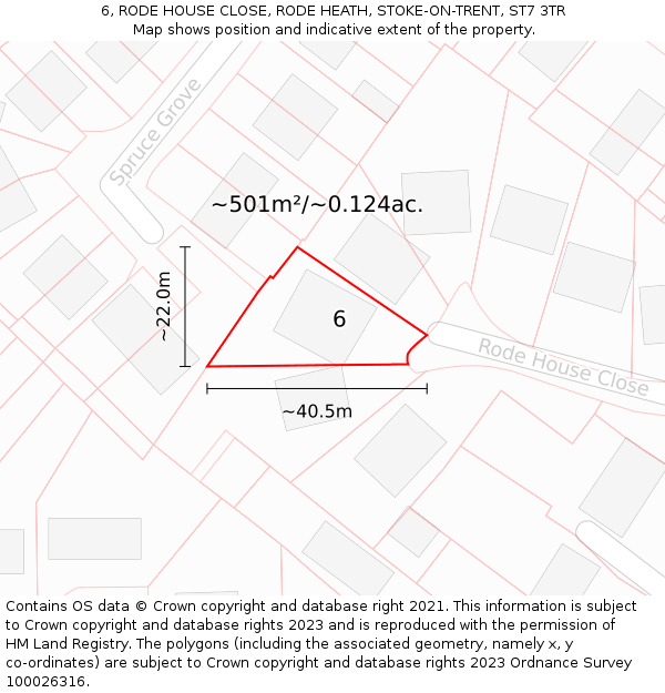 6, RODE HOUSE CLOSE, RODE HEATH, STOKE-ON-TRENT, ST7 3TR: Plot and title map