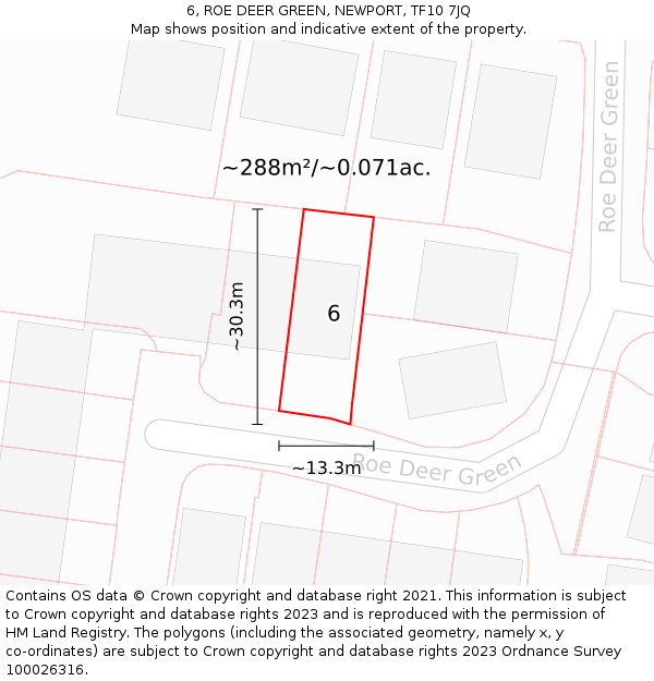 6, ROE DEER GREEN, NEWPORT, TF10 7JQ: Plot and title map