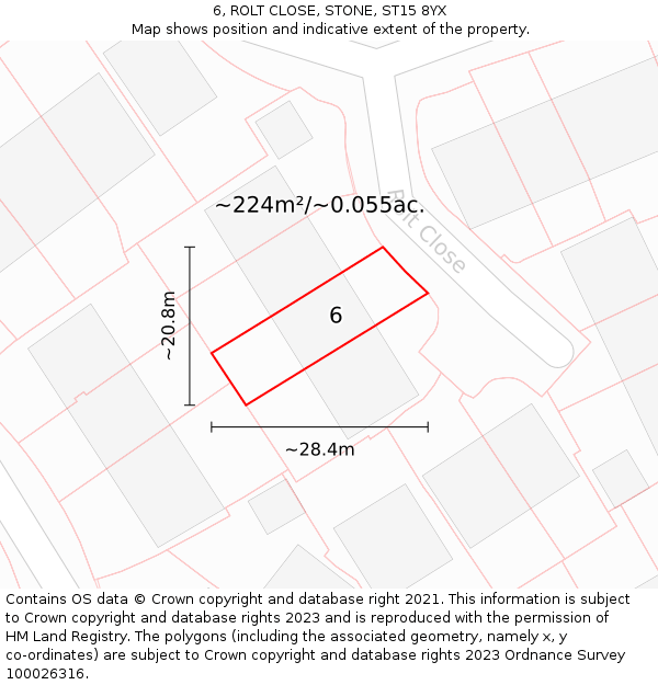 6, ROLT CLOSE, STONE, ST15 8YX: Plot and title map