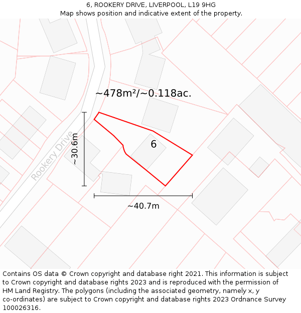 6, ROOKERY DRIVE, LIVERPOOL, L19 9HG: Plot and title map