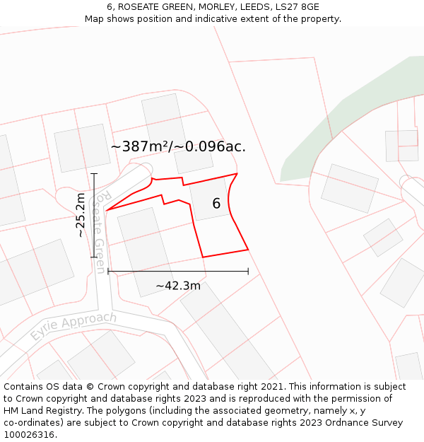 6, ROSEATE GREEN, MORLEY, LEEDS, LS27 8GE: Plot and title map