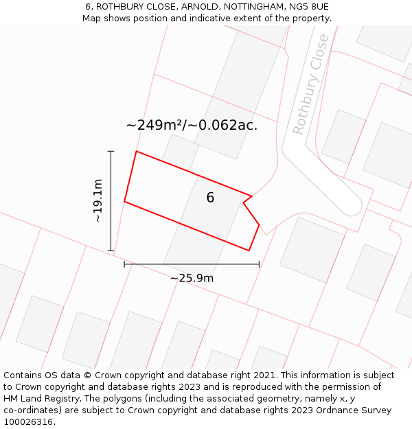 6, ROTHBURY CLOSE, ARNOLD, NOTTINGHAM, NG5 8UE: Plot and title map