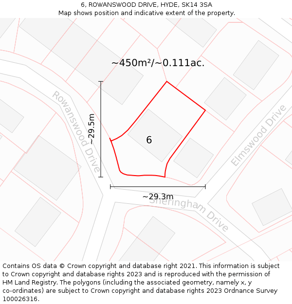 6, ROWANSWOOD DRIVE, HYDE, SK14 3SA: Plot and title map