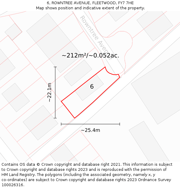 6, ROWNTREE AVENUE, FLEETWOOD, FY7 7HE: Plot and title map