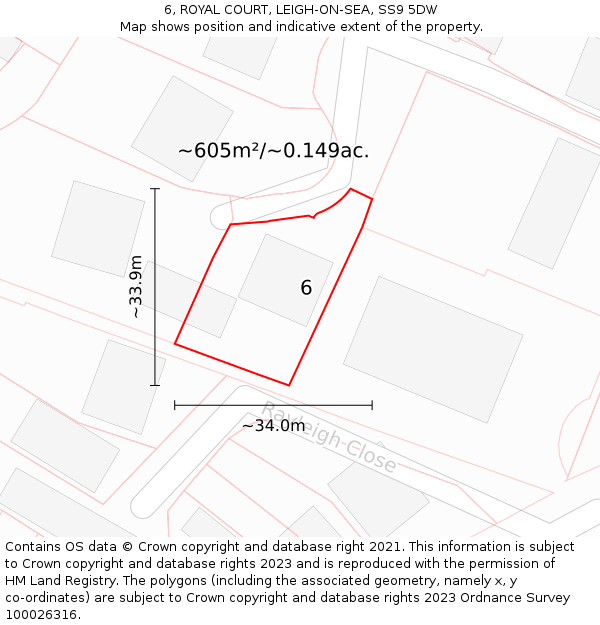 6, ROYAL COURT, LEIGH-ON-SEA, SS9 5DW: Plot and title map