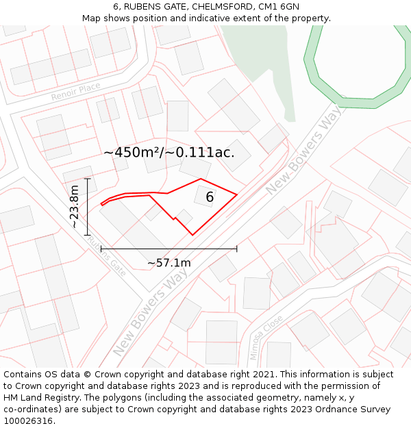 6, RUBENS GATE, CHELMSFORD, CM1 6GN: Plot and title map