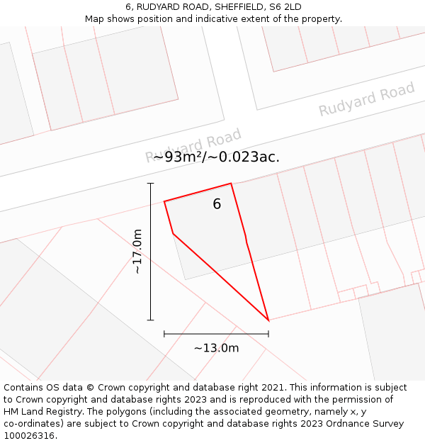 6, RUDYARD ROAD, SHEFFIELD, S6 2LD: Plot and title map