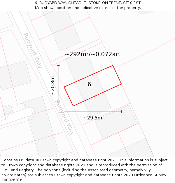 6, RUDYARD WAY, CHEADLE, STOKE-ON-TRENT, ST10 1ST: Plot and title map