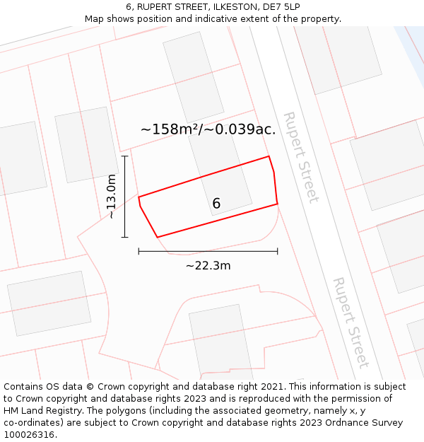 6, RUPERT STREET, ILKESTON, DE7 5LP: Plot and title map