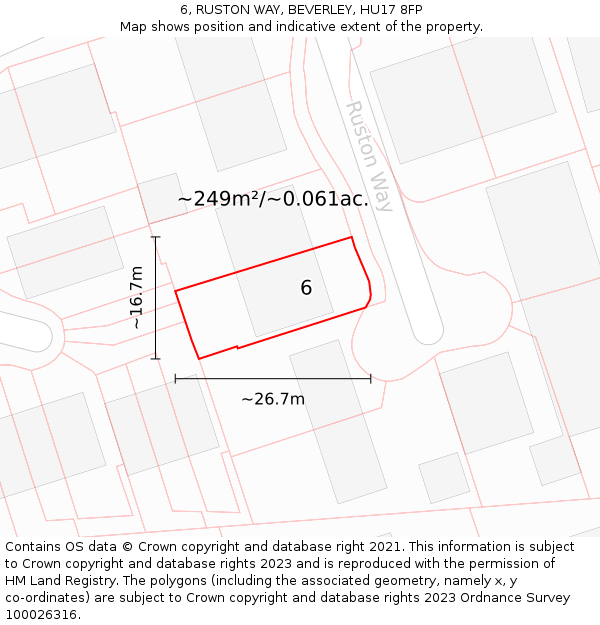 6, RUSTON WAY, BEVERLEY, HU17 8FP: Plot and title map