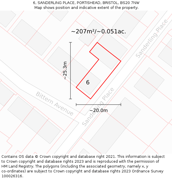 6, SANDERLING PLACE, PORTISHEAD, BRISTOL, BS20 7NW: Plot and title map