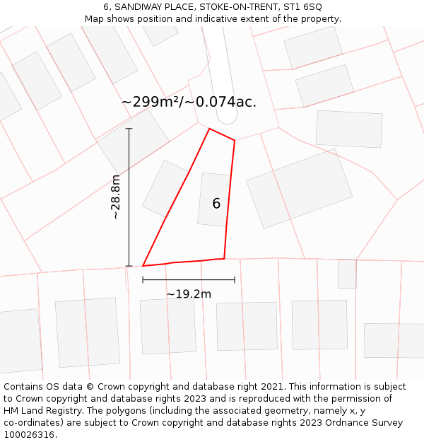 6, SANDIWAY PLACE, STOKE-ON-TRENT, ST1 6SQ: Plot and title map