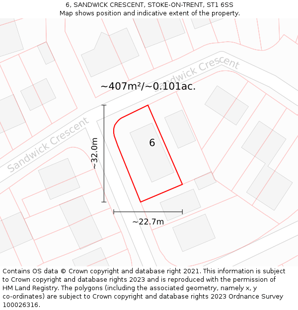 6, SANDWICK CRESCENT, STOKE-ON-TRENT, ST1 6SS: Plot and title map