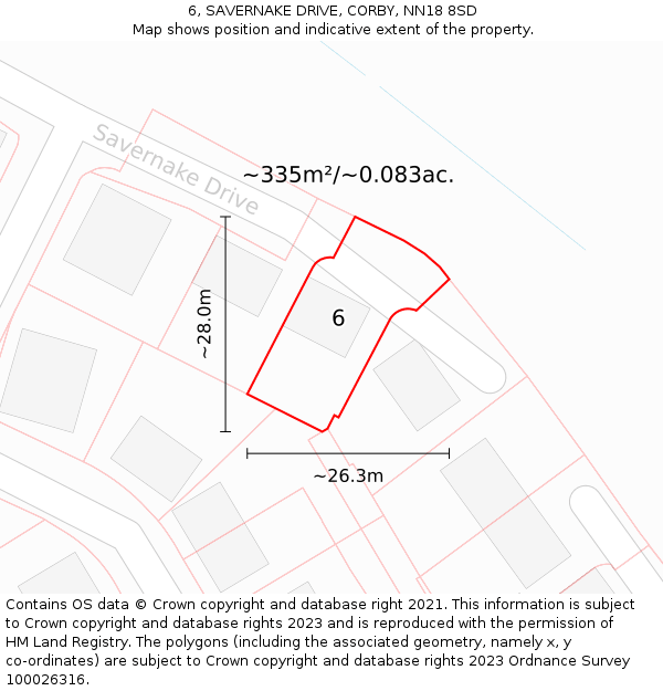 6, SAVERNAKE DRIVE, CORBY, NN18 8SD: Plot and title map