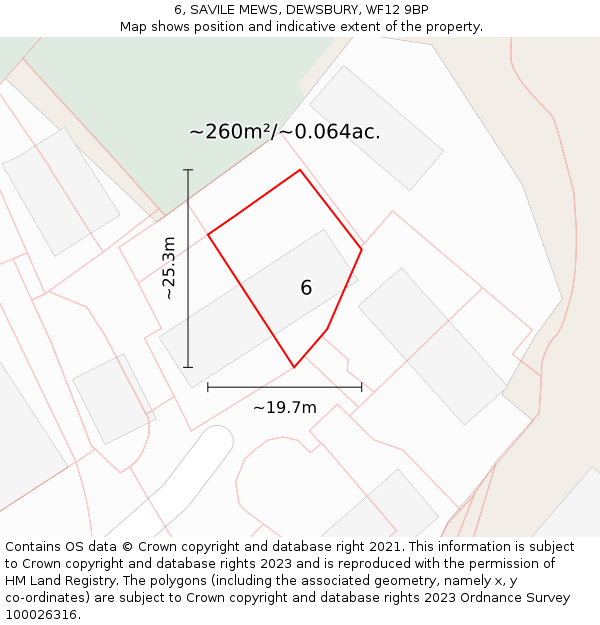 6, SAVILE MEWS, DEWSBURY, WF12 9BP: Plot and title map