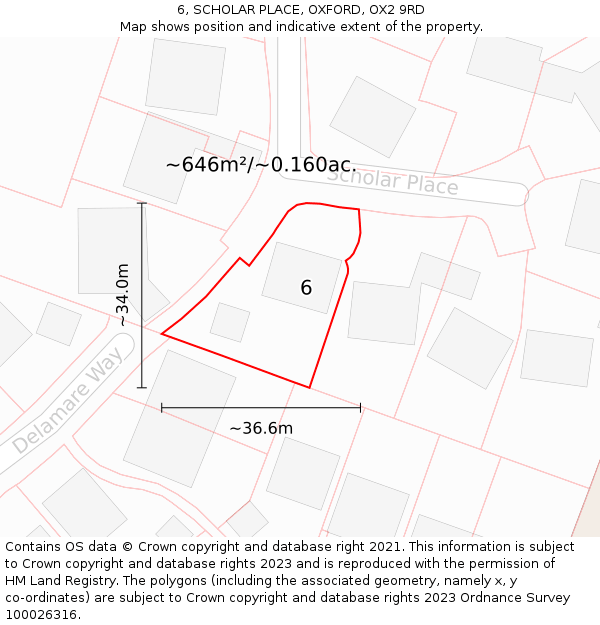 6, SCHOLAR PLACE, OXFORD, OX2 9RD: Plot and title map