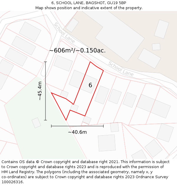 6, SCHOOL LANE, BAGSHOT, GU19 5BP: Plot and title map