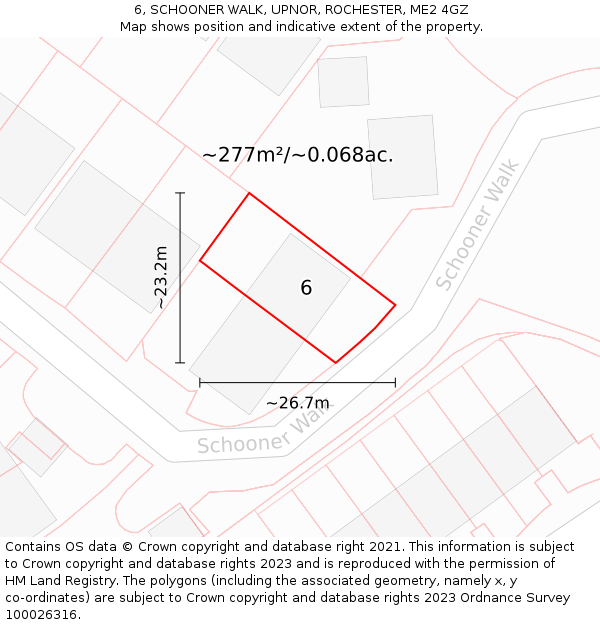 6, SCHOONER WALK, UPNOR, ROCHESTER, ME2 4GZ: Plot and title map