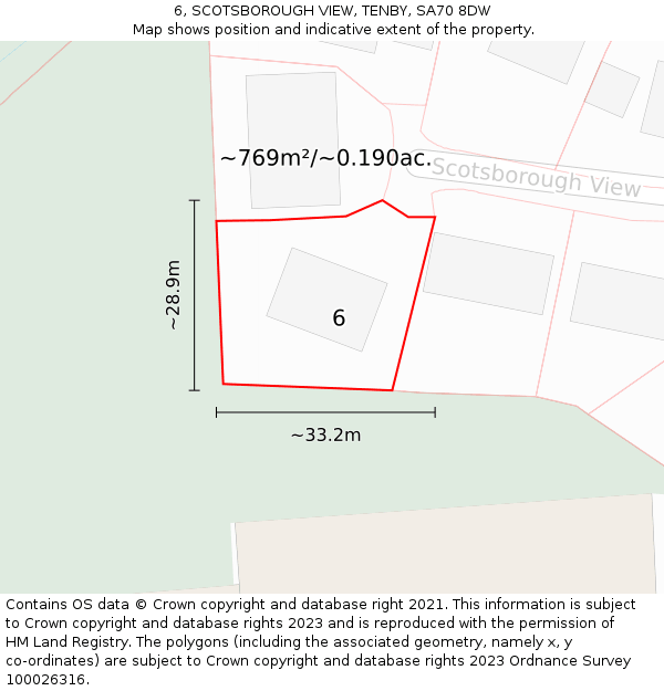 6, SCOTSBOROUGH VIEW, TENBY, SA70 8DW: Plot and title map