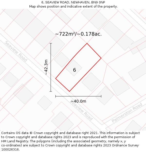 6, SEAVIEW ROAD, NEWHAVEN, BN9 0NP: Plot and title map