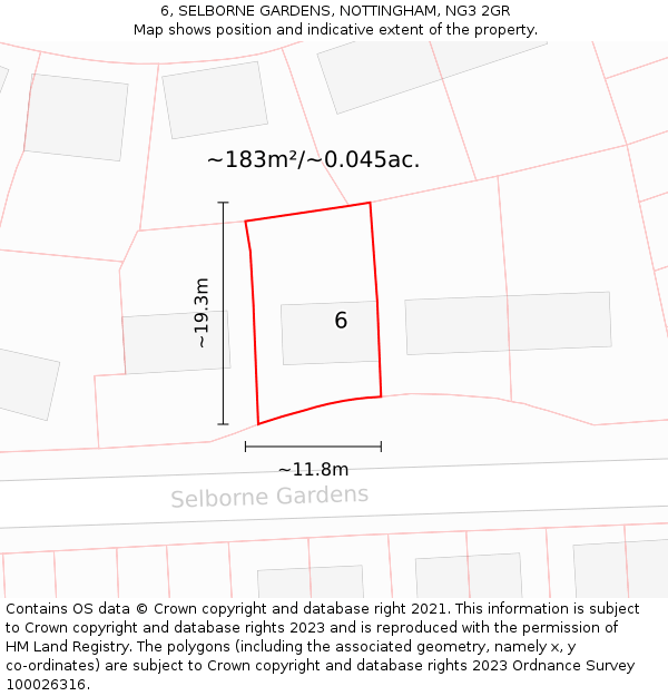 6, SELBORNE GARDENS, NOTTINGHAM, NG3 2GR: Plot and title map