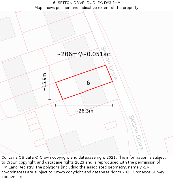 6, SETTON DRIVE, DUDLEY, DY3 1HA: Plot and title map