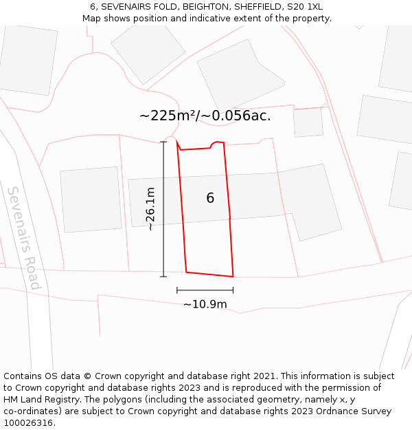 6, SEVENAIRS FOLD, BEIGHTON, SHEFFIELD, S20 1XL: Plot and title map